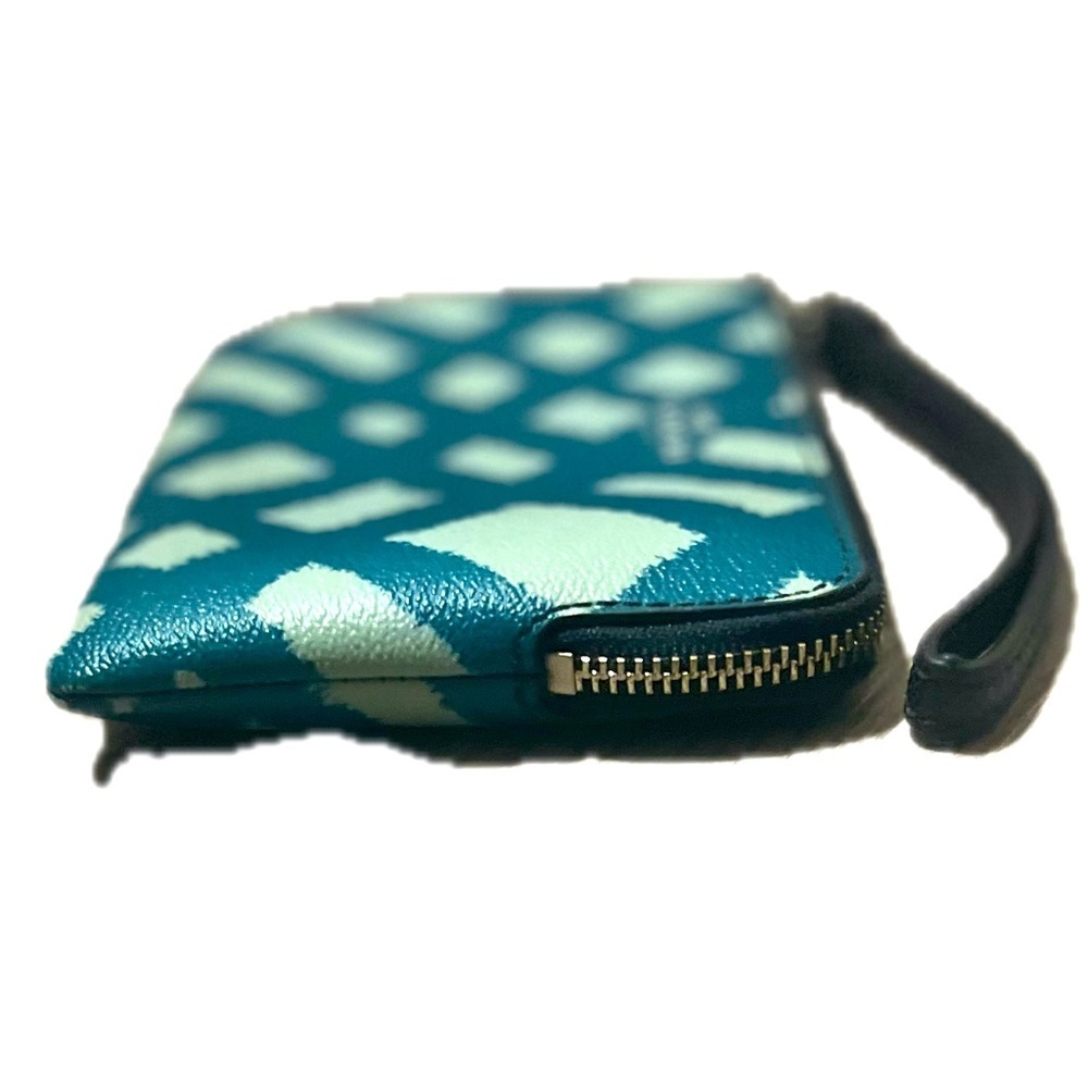 Coach Wild Plaid Print F23715Corner Zip Wristlet, Silver/Blue Multi - Picture 7 of 9